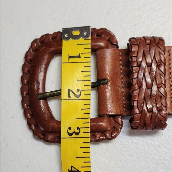 Vintage Woven Brown Leather Belt Women's Medium - Picture 11 of 12